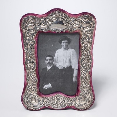 Keyford Frames Sterling Silver Purple Velvet Vtg 3.5x5.5 Photo Picture Frame