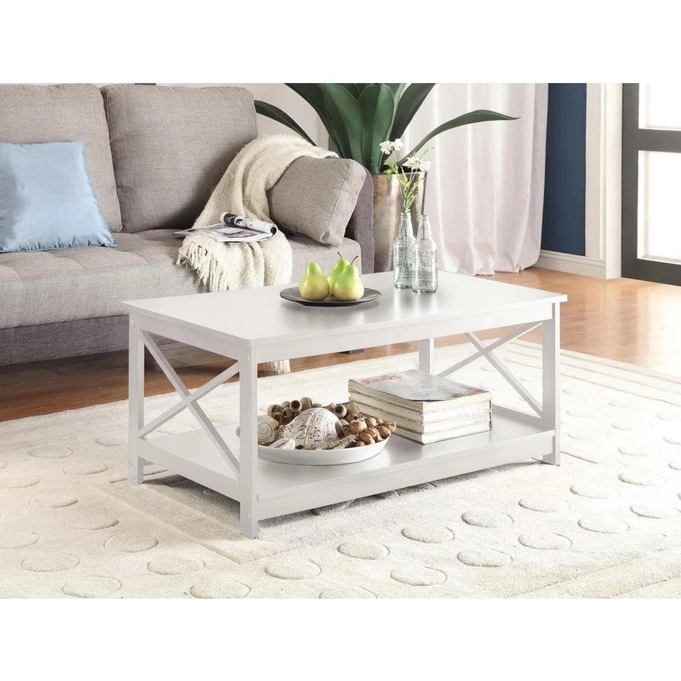 Convenience Concepts Coffee Table 17.75" H X 39.5" L Medium Rectangle Wood White - Image 4 of 4