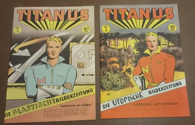 TITANUS Comic Nr. 1-5 komplett - Hethke-Nachdruck 1978 - mit 3D-Brille