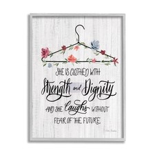 Clothed With Strength Dignity Motivational Phrase Grey Framed Wall Art Chic