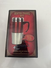 Heated Travel Mug New In Box 15oz Stainless Steel Handle 12v DC Adapter