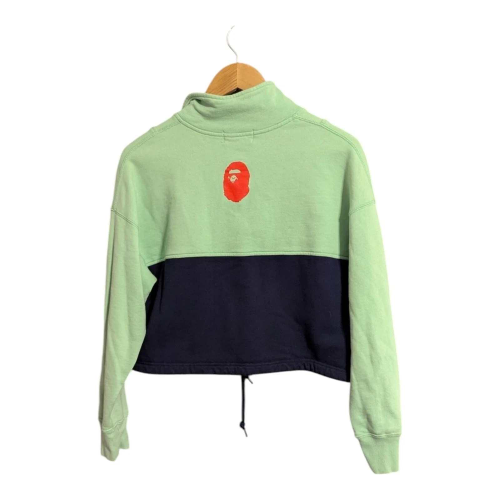 A BATHING APE (BAPE) Felpa mezza zip BAPE blu verde color block XS A scimmia da bagno dal 1993 C