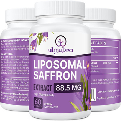 Liposomal Saffron Supplements 88.5 Mg, Maximum Absorption, 100% Pure Saffron Ext