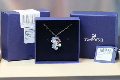 Swarovski Hello Kitty Seahorse Pendant Necklace Blue Crystal Pearl