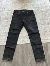 Sz 40 Relaxed Tapered Samurai Black Grey Selvage Denim Jeans Japan S211BK