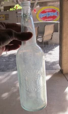 11.5" THE LIMA BREWING embossed large beer bottle Pre Prohibition aqua green