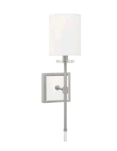 Capital Lighting 1-Light Wall Sconce Brushed Nickel 628413BN-684 White Shade - Picture 1 of 2
