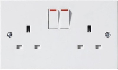 2 GANG WEISS DOPPEL DOPPEL STECKER ELEKTRISCHE WANDSTECKDOSE GESCHALTET ECKIGER RAND