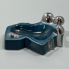 Vintage Art Deco Apulum Lucru Manual Romanian Porcelain Abstract Green Ashtray