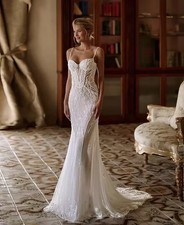 Spaghetti strap Lace Wedding Dress With Cape Mermaid Bridal Gown Illusion