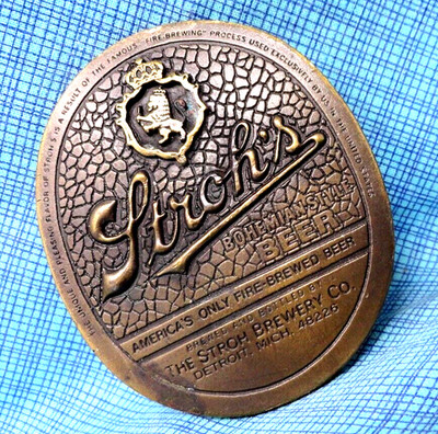Strohs Fire Brewed Beer Promo Belt Buckle Vtg 70s Indiana Metal Craft    .XTT888