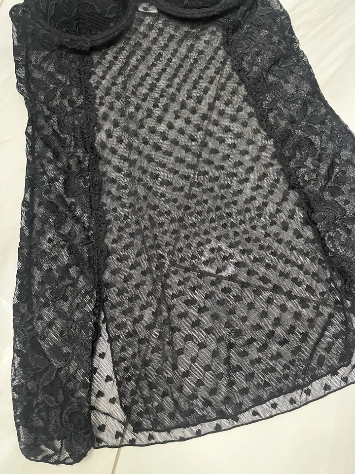 Lencería Babydoll Rampage para mujer M Heart Dot negra - Sujetador vintage UW Y2KV Foto 3 de 4