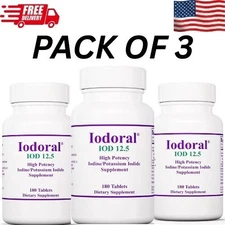 3 pack Optimox Iodoral 12.5 mg–Iodine Supplement  Thyroid Support free shipping