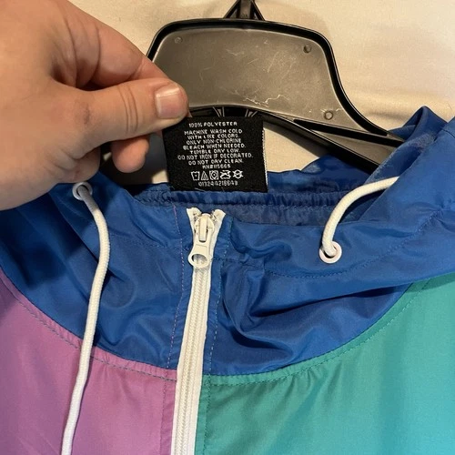 PlayStation Windbreaker Jacket 2XL Retro Vaporwave Colorblock Hooded Anorak image 6