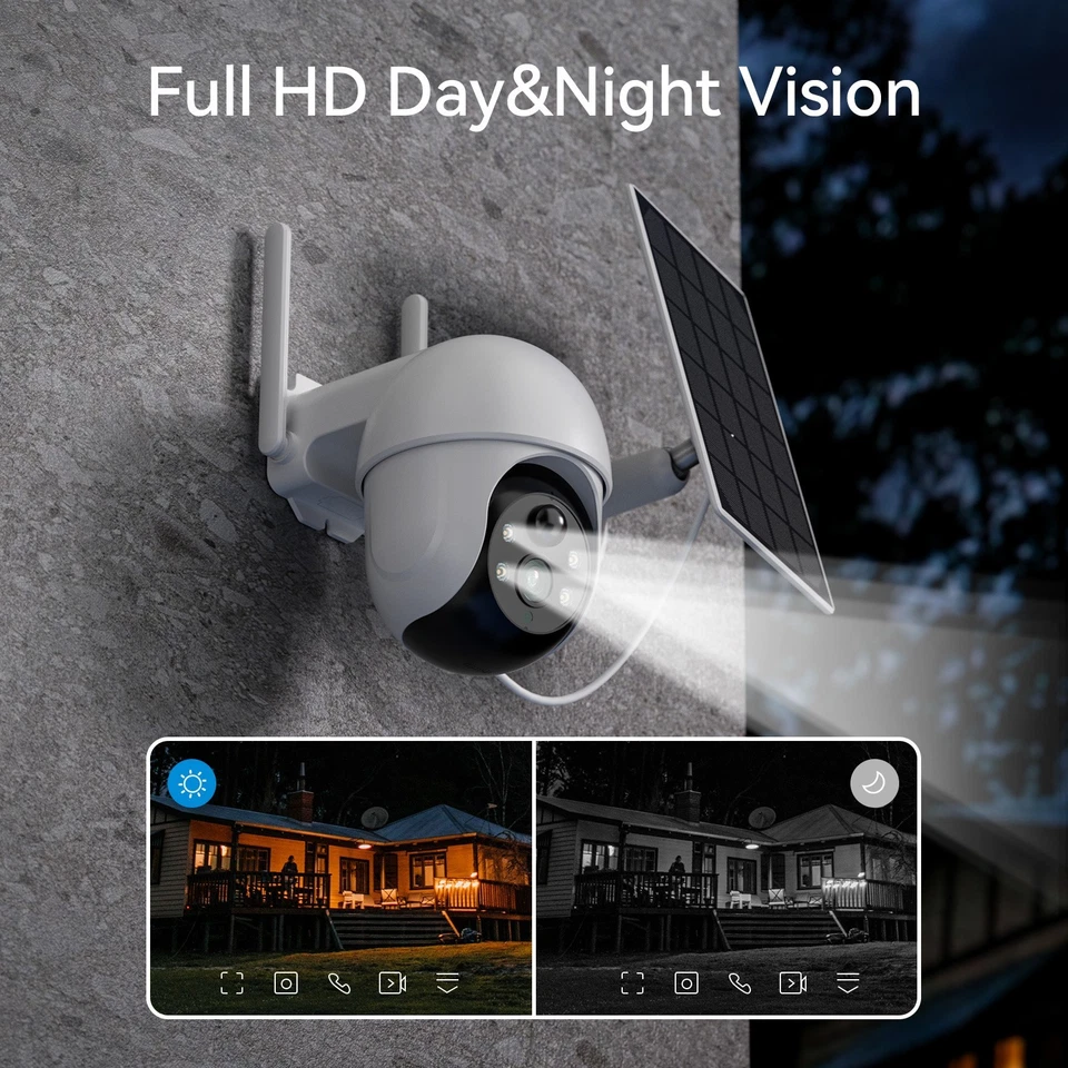 4MP Solar&Battery Wireless Security Camera System WiFi Outdoor Home 12'' Monitor - Image 2 of 4