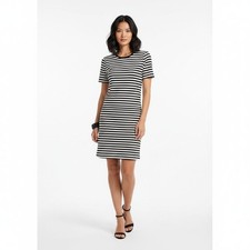 Madewell Black White Striped T-Shirt Dress - XS