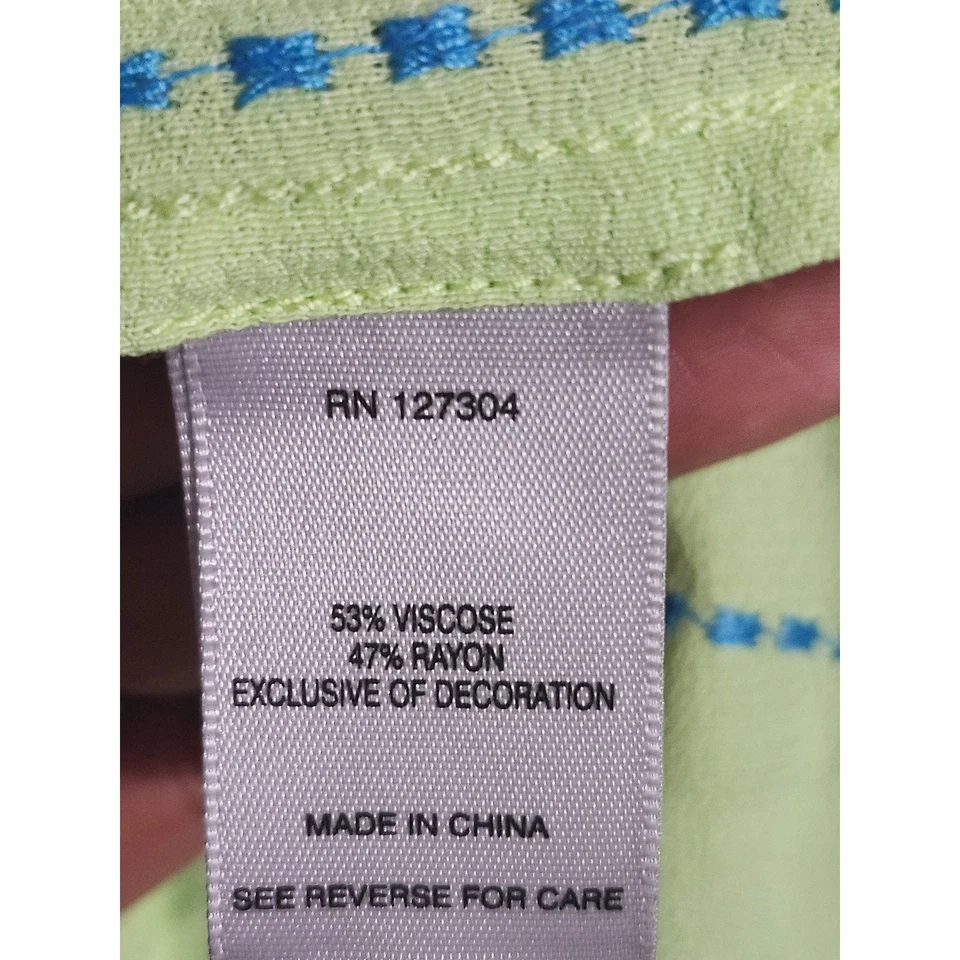 Túnica JOHN MARK Boho Patchwork Manga Sino Feminina Plus Size 3X Verde NOVA - Imagem 4 de 4