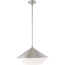 Livex Lighting 40689-91 Stockholm One Light Pendant, Brushed Nickel Finish Brush