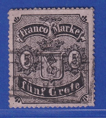 Bremen 1862 Wappen 5 Grote Mi.-Nr. 7B gestempelt gpr. Dr .FISCHER BPP - Bild 1 von 2