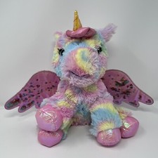 Mattel Barbie Dreamtopia 11" Unicorn Plush Toy w/Light Sound Rainbow Fur Wings