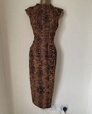 Asos Women Stretchy Snake Print Patterned Long Dress Sleeveless Size 8