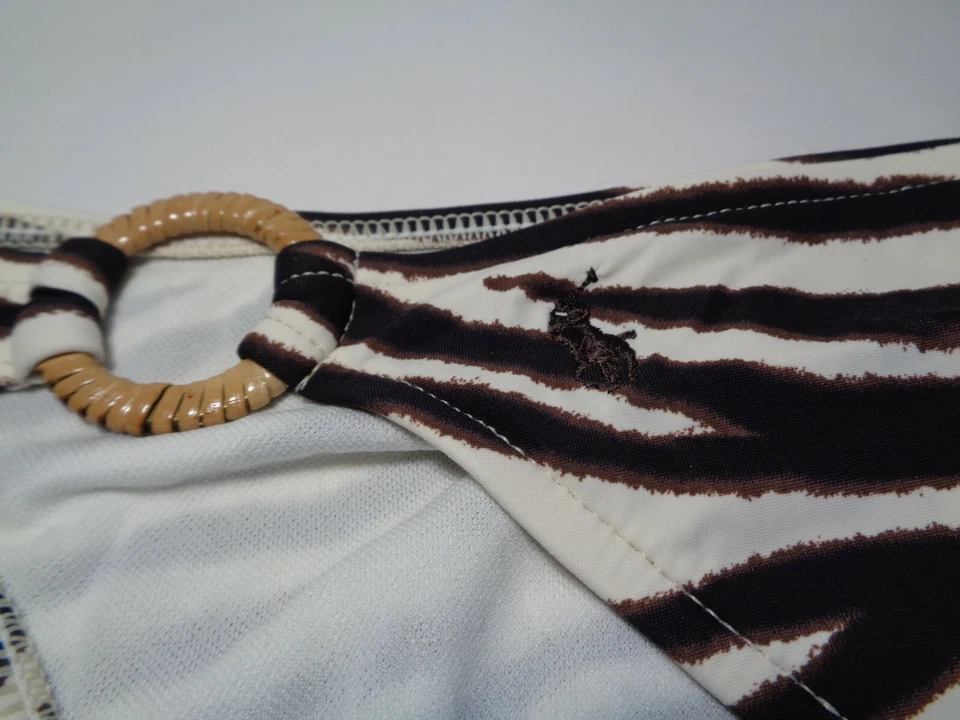 Ralph Lauren Talla Grande Marrón Blanco Nuevo Mujer Anillo Lateral Bikini Parte Inferior Traje de Baño Foto 4 de 4