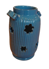 Elements Lanterne Decorative In Ceramica Blu - Set Da 2 Con Manici In Metallo, 18 E 25,4 Cm - 4