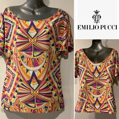 EMILIO PUCCI Italy Pucci Print Viscose Stretch Jersey Orange,Pink