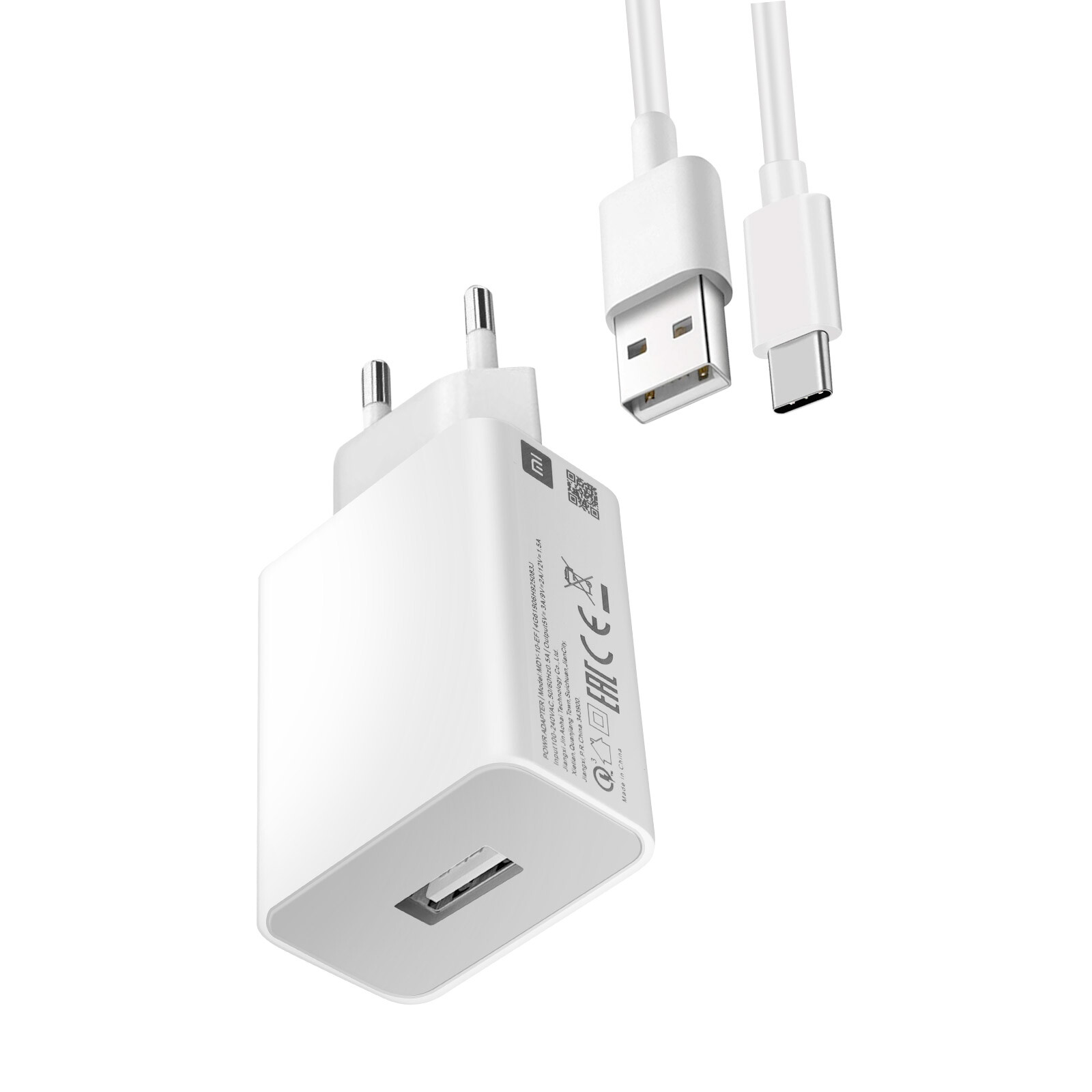 Power charger USB 18W with cable USB to USB-C Xiaomi MDY-10-EF white