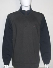  70 Tommy Hilfiger Men's Gray 1/4-Zip Long-Sleeve Mock-Neck Sweater Size XL