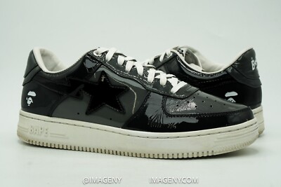 BATHING APE BAPESTA M2 USED SIZE 9 BLACK WHITE GREY 1H20191046 | eBay
