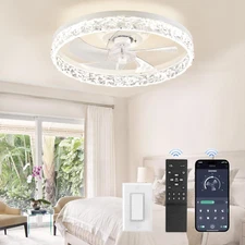 19.7" Ceiling Fans with Lights, Low Profile Ceiling Fan and Remote, Flush Mount