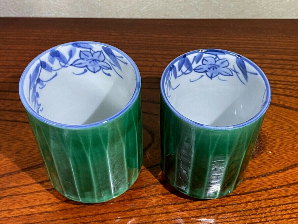 2 комплекта японской керамики Kiyomizu SHOHO чайная чашка cha yunomi зеленый Kyoto Y120 - Изображение 4 из 4