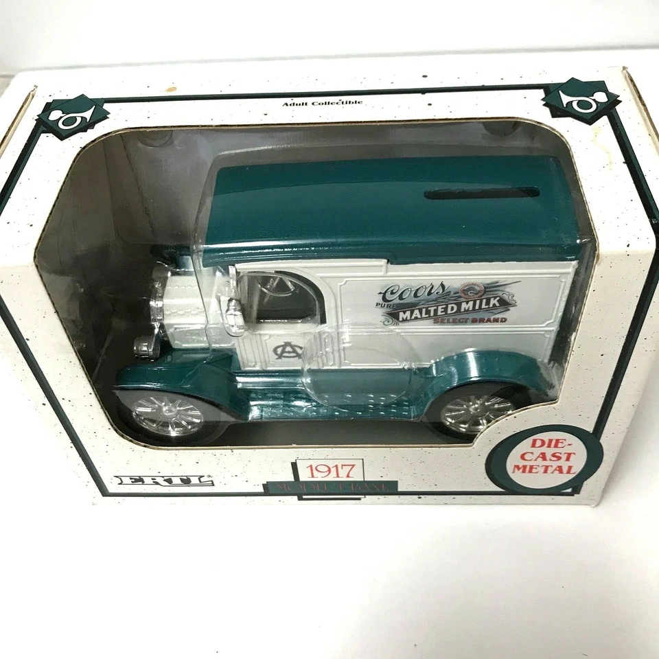 Banco de metal fundido a presión de leche malteada modelo T Coors ERTL 1917 escala 1/25 en caja #2603 Foto 4 de 4