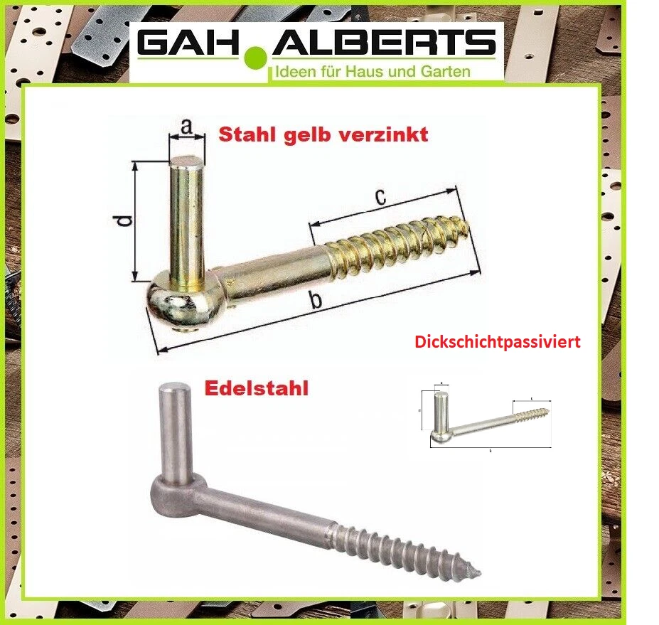 GAH ALBERTS Kloben zum Einschrauben für Ladenbänder Stahl / Edelstahl 10mm 13mm 16mm