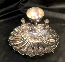 Vint. Silver Plate, Lehman Brothers of NY Clam Shell Footed Serving Dish  (B)