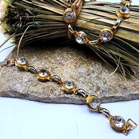 Signed Barclay 40's Choker & Bracelet Set Rhinest… - image 1