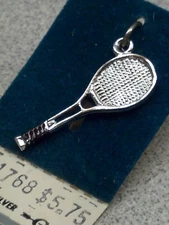 Vintage NOS Griffith Sterling Silver & Enamel Tennis Racket Charm