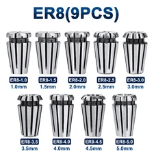 9pcs 1.0-5.0mm ER8 Spring Collet Set for CNC Milling Lathe Engraving Machine