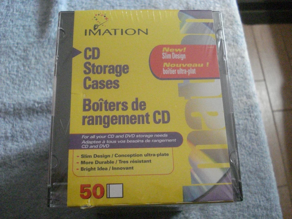50 IMATION CD STORAGE CASES, 100 JEWEL CASE INSERTS, 100 CD STOMPER LABELS(NIB) - Image 2 of 4
