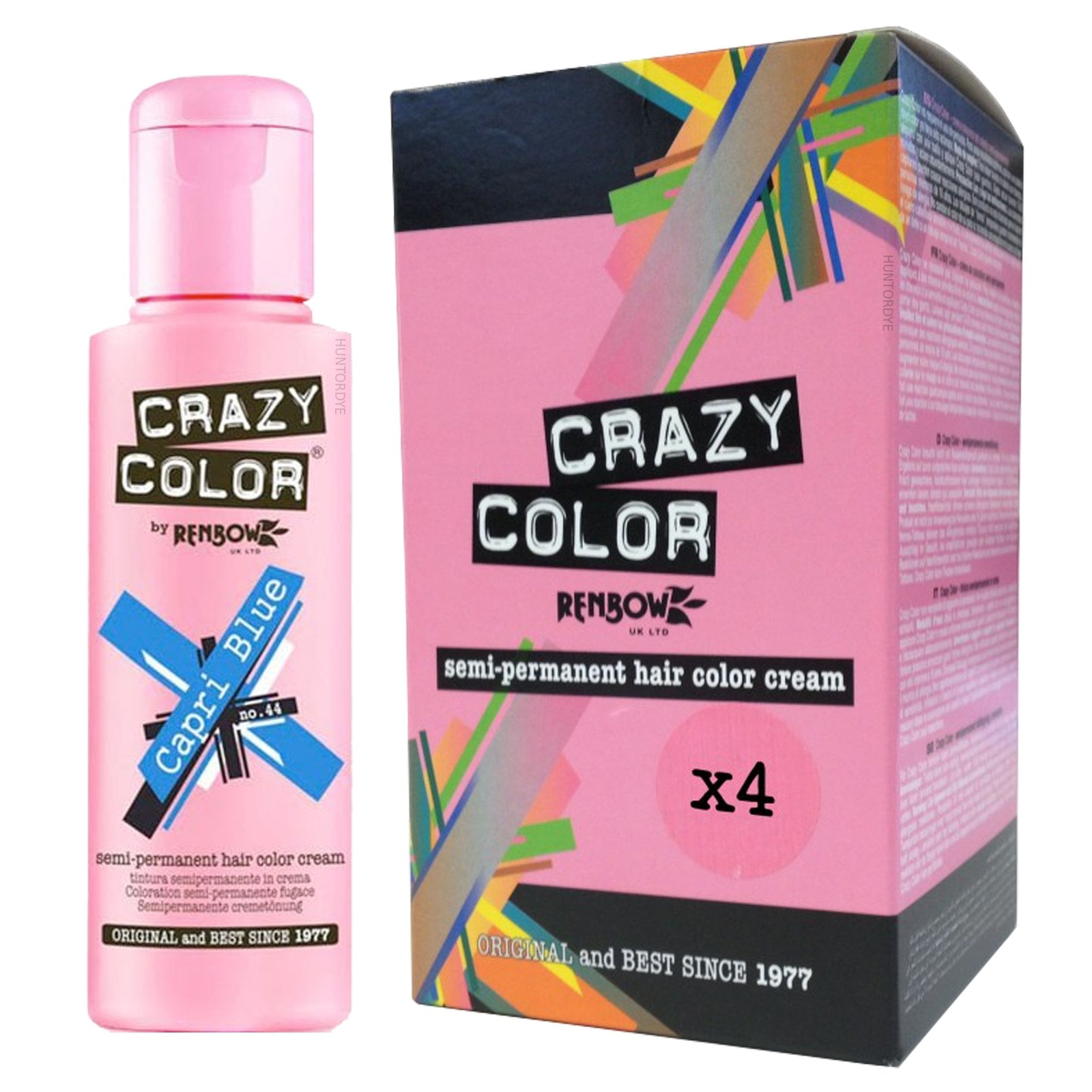 Renbow Crazy Color Semi Permanent Hair Dye - Capri Blue (4x 100ml)