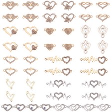 1box 48pcs 12 styles Heart Links Rhinestone Connectors Charms Sweet Love Pendant