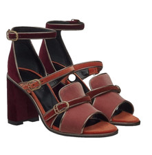 Hermes Women's Valentina Velvet Tri Color High Heel Shoes Size 7