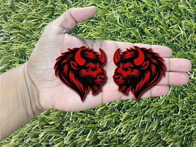 Bison Buffalo Emblem Badges Black on Red Racing Performance Aggressive New