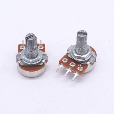 Swpeet 75Pcs B5K 10K 20K 50K 100K Ohm Knurled Shaft Linear Rotary Taper Potentiometer with 5 Different Kinds of Knob (WH148) Kit for Crafts