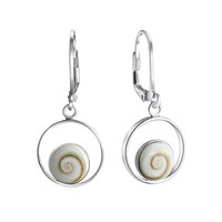 Ohrschmuck Ohrringe OhrhäNger 925 Sterling Silber Rhodiniert Glanz Muschel Weiß