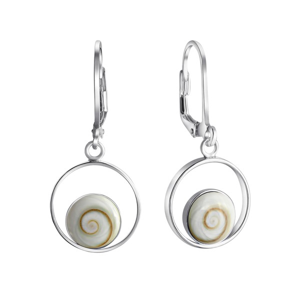 Ohrschmuck Ohrringe OhrhäNger 925 Sterling Silber Rhodiniert Glanz Muschel Weiß-image