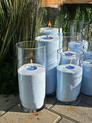 Candle Sand Candle Light Blue Candle Sand Palm Wax Granulated Sand 1 Lb+ 5 Wick