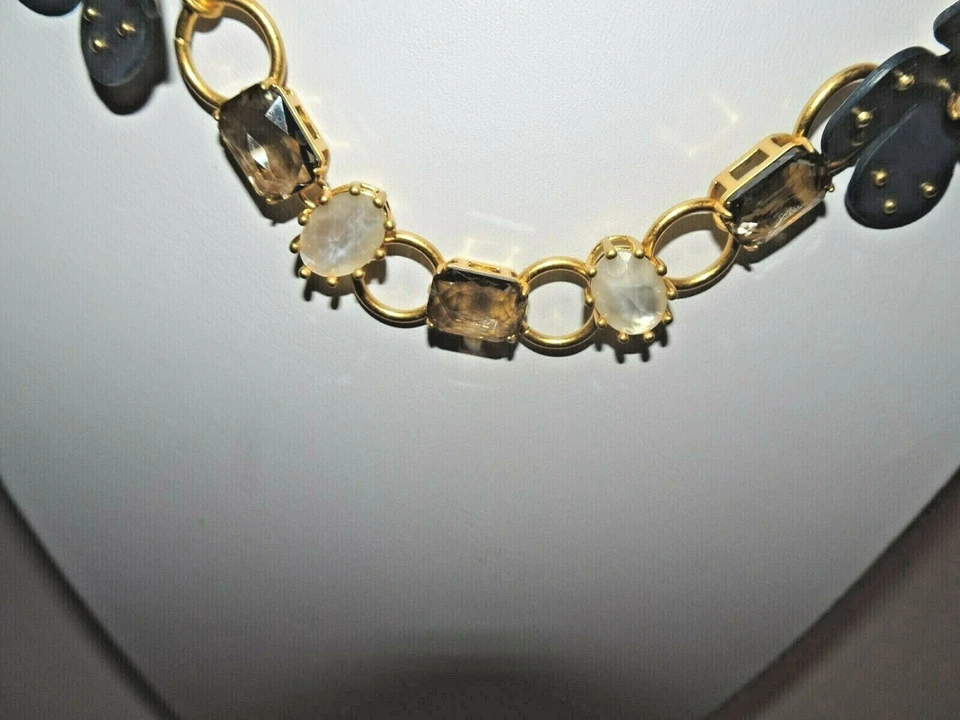 KATE SPADE ТЕМНО-СИНИЙ КОЖАНЫЙ ЦВЕТОК / ДРАГОЦЕННЫЙ КАМЕНЬ ОЖЕРЕЛЬЕ В ЗОЛОТИСТЫЙ НОВЫЙ С ЯРЛЫКАМИ - Изображение 3 из 4