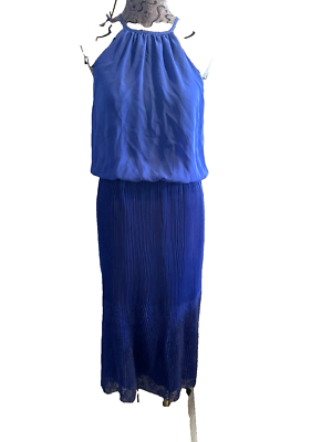 New Maggy London Halter Lace Maxi Dress 'Royal Blue' Size 4 | eBay